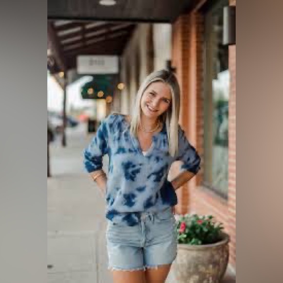 NWT Bobi Pink Boho Tie Dye Gauze 3/4 Sleeve 100% Cotton Tunic Top Sz S - Picture 6 of 6